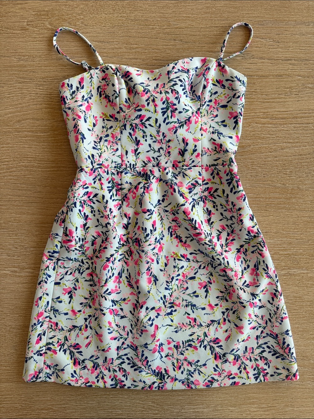 French Connection light blue Floral Print Spaghetti Strap Dress